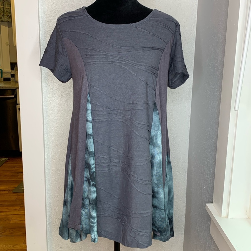 NWT Kathmandu Imports Gray Blue Swing Tunic Dress S/M Boho Fairy Grunge Artsy
